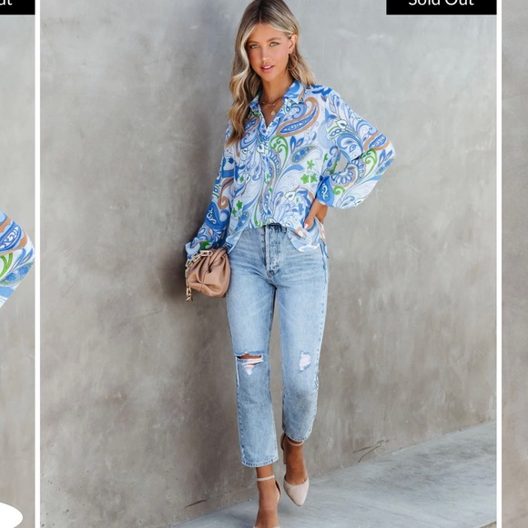 VICI EMILIA PRINTED CHIFFON BUTTON UP BLOUSE size Small - Picture 2 of 12